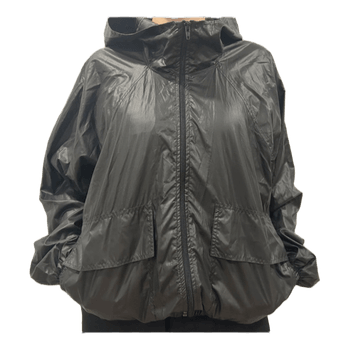 Black hooded windbreaker