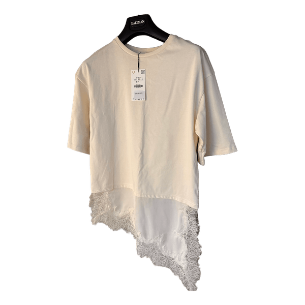 Zara new White t-shirt with lace