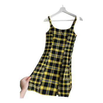 Yellow plaid mini dress