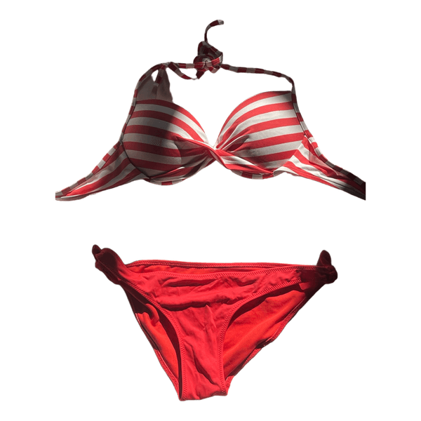 Red striped bikini