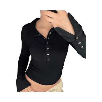 Musta napillinen pitkähiha-paita