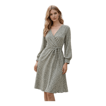 Vila green floral wrap dress