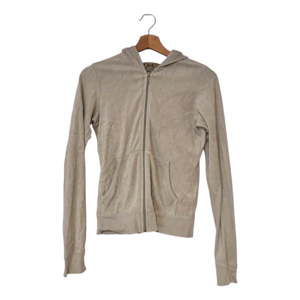 Beigefarbene sweatjacke mit reißverschluss