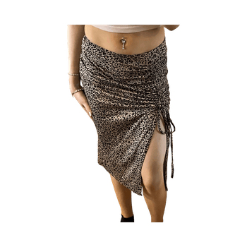 Leopard print skirt with slit