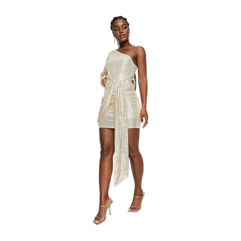 Gold sequin mini dress