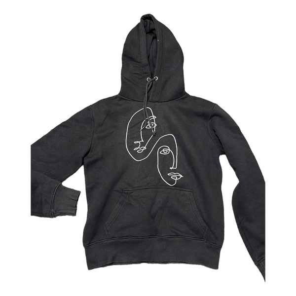 Black face print hoodie
