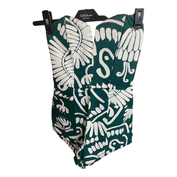 Green patterned strapless bodysuit