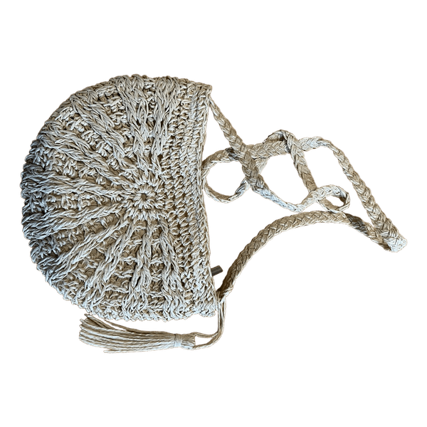 Beige woven straw bag