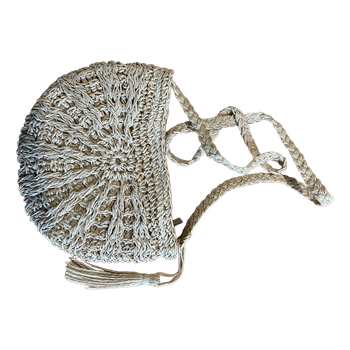 Beige woven straw bag