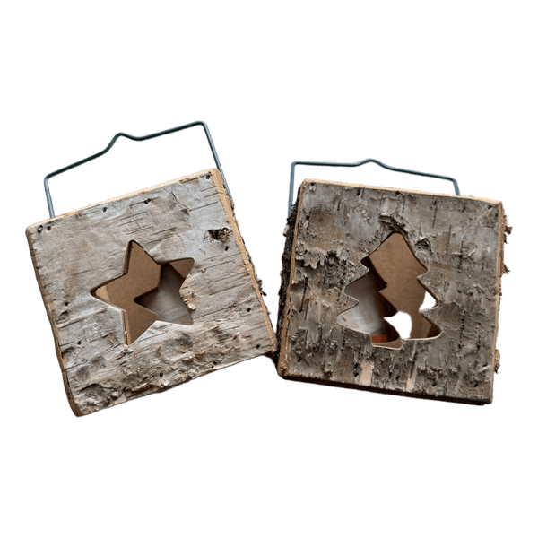 Wooden bark candle holders