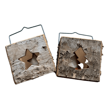 Wooden bark candle holders