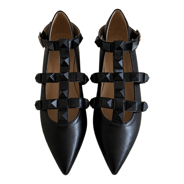 Black studded flats