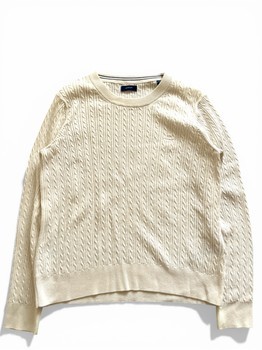 White cable knit sweater