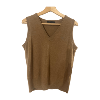 Beige sleeveless v-neck sweater
