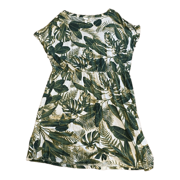 Green leaf print dress