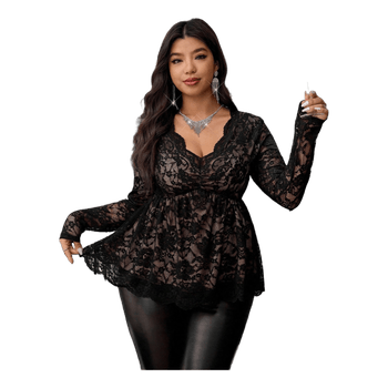 Black lace peplum top