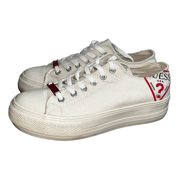 White canvas platform sneakers