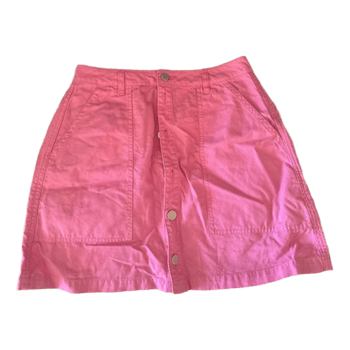 Pink denim button skirt