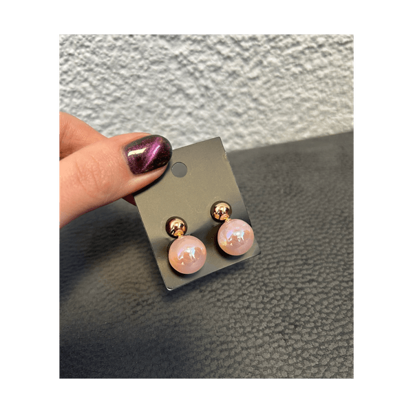 Pink pearl earrings, stainless steel