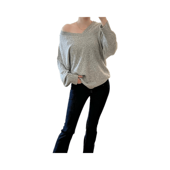 Harmaa v-aukko neulepaita