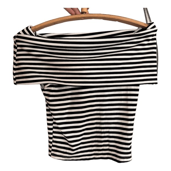 Black white striped top