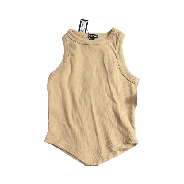Beige ribbattu toppi