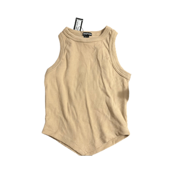 Beige ribbattu toppi