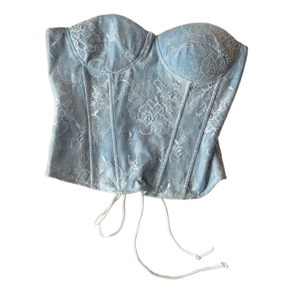 Blue lace corset top