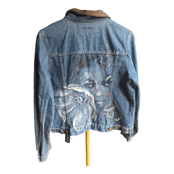 SAND Copenhagen Denim Jacket Slim Fit – Artistic Graphic Back Statement Jacket