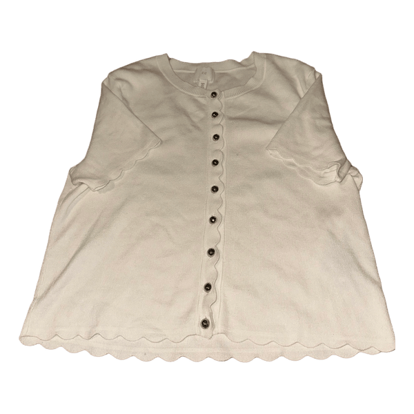 White button-up knit top