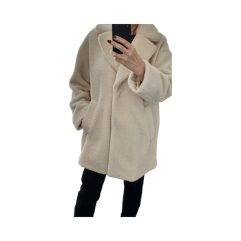 Tekoturkis Beige-valkoinen takki koko M-L