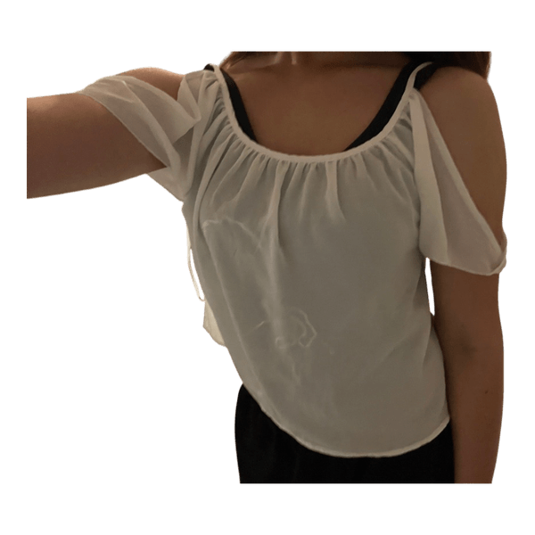 White cold shoulder blouse