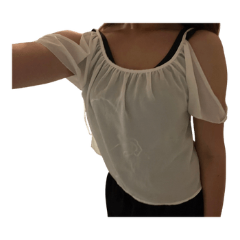 White cold shoulder blouse