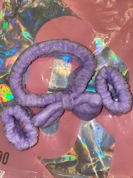 Purple plush headband set