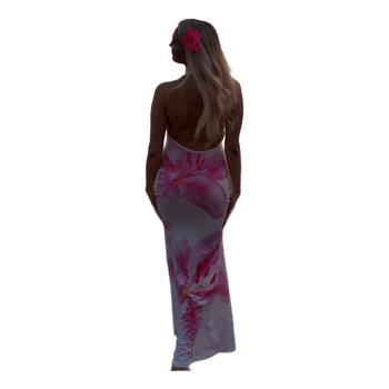 Watercolor lily draped dress