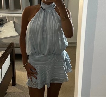 Light blue halter mini dress