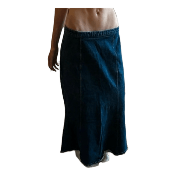 Blå denim maxinederdel