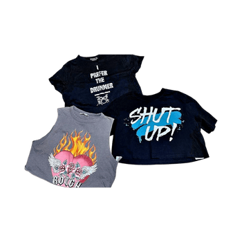 Black graphic crop tops
