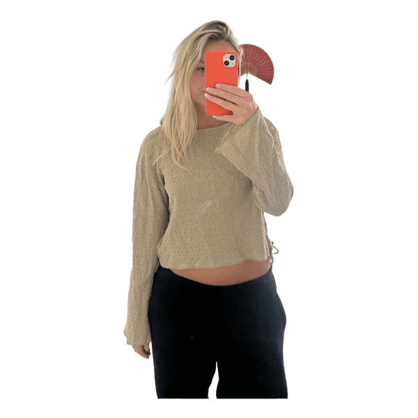 Beige tekstureret langærmet top