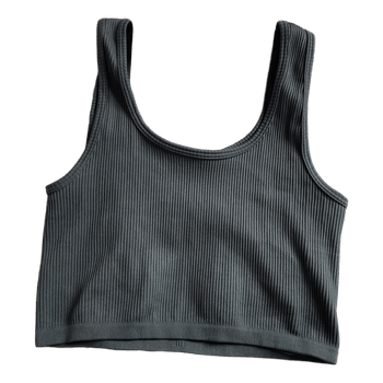 Grey ribbed tank top