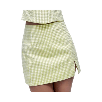 Green gingham mini skirt