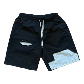 Black distressed lounge shorts