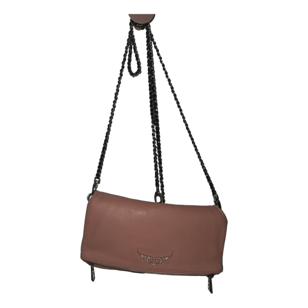 Pink leather shoulder bag