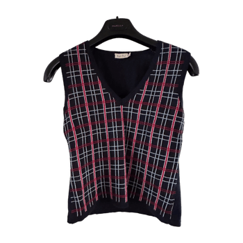 Navy plaid sleeveless top