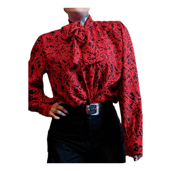 Vintage Red Abstract Print Button-up Shirt
