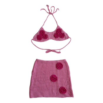 Pink crochet two-piece set