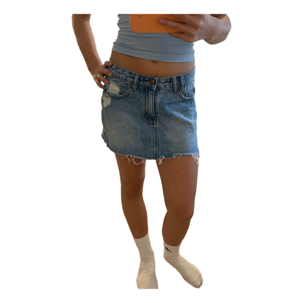 Blå denim mininederdel