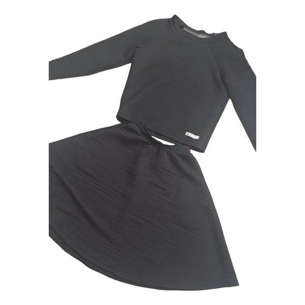 Black ribbed skirt set