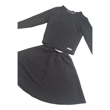 Black ribbed skirt set