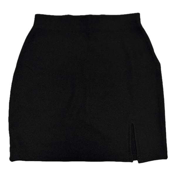 Black ribbed mini skirt
